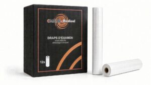 Drap d'examen lisse 50 cm, prédécoupe 35 cm, 135 formats, carton de 12 rlx