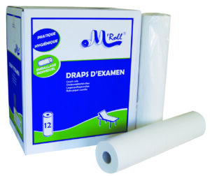 Drap d'examen lisse 50 cm, prédécoupe 1,90 m, 30 formats, carton de 12 rlx